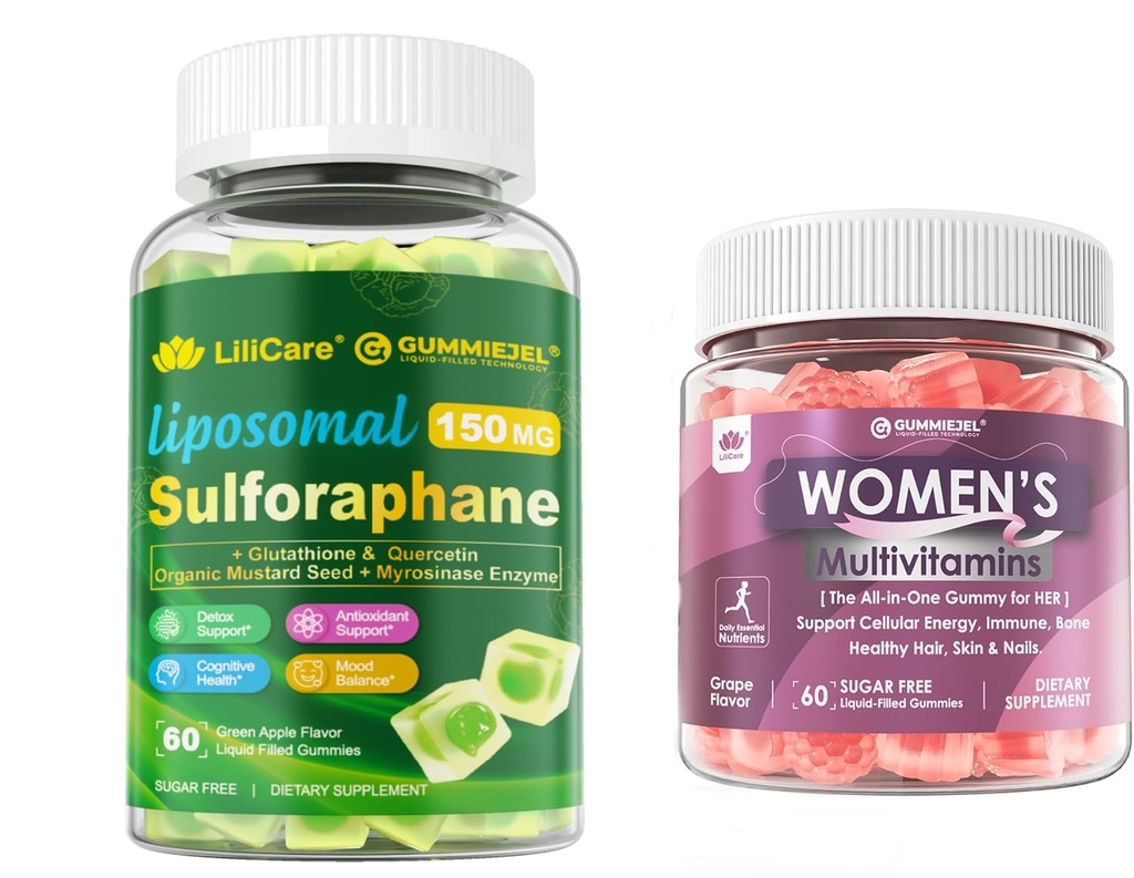LILICARE 1 Pack Womens Multivitamin Gummy & Sulforaphane with Glutathione Gummies