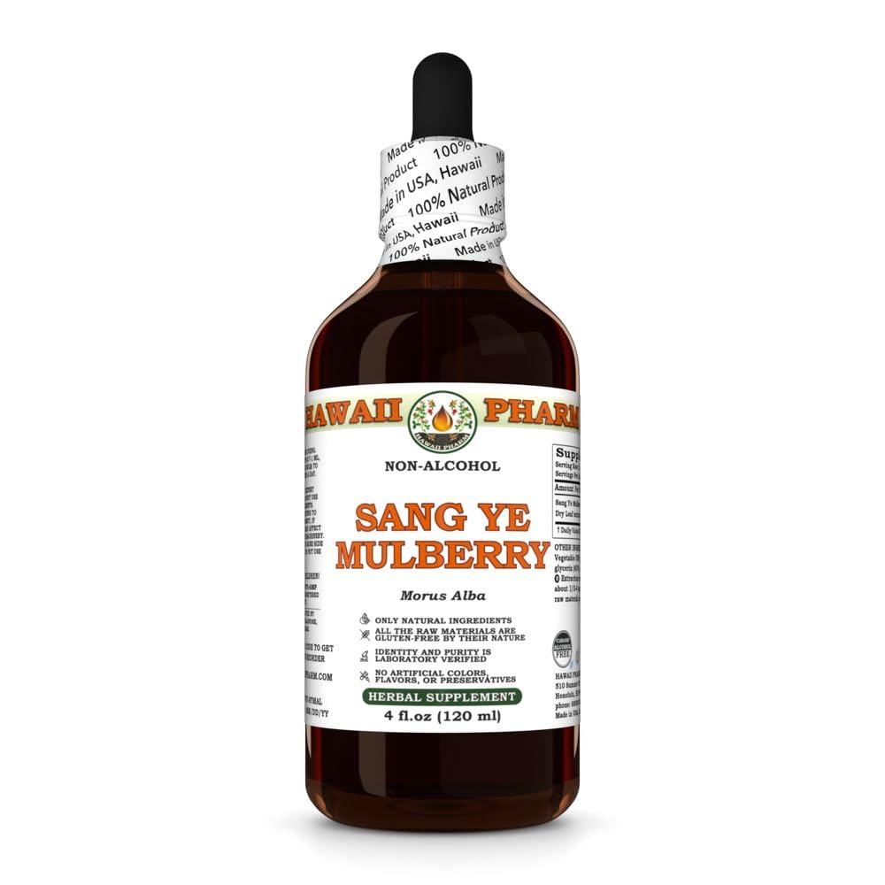 Sang Ye Mulberry (Morus Alba) Dry Leaf Glycerite, All Natural, Vegan, Lab Tested Alcohol-Free Liquid Extract - 4 fl.oz