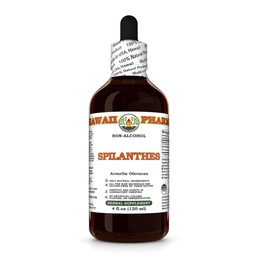 Spilanthes (Acmella Oleracea) Dry Leaf, Flower and Stem Glycerite, All Natural, Vegan, Lab Tested Alcohol-Free Liquid Extract - 4 fl.oz