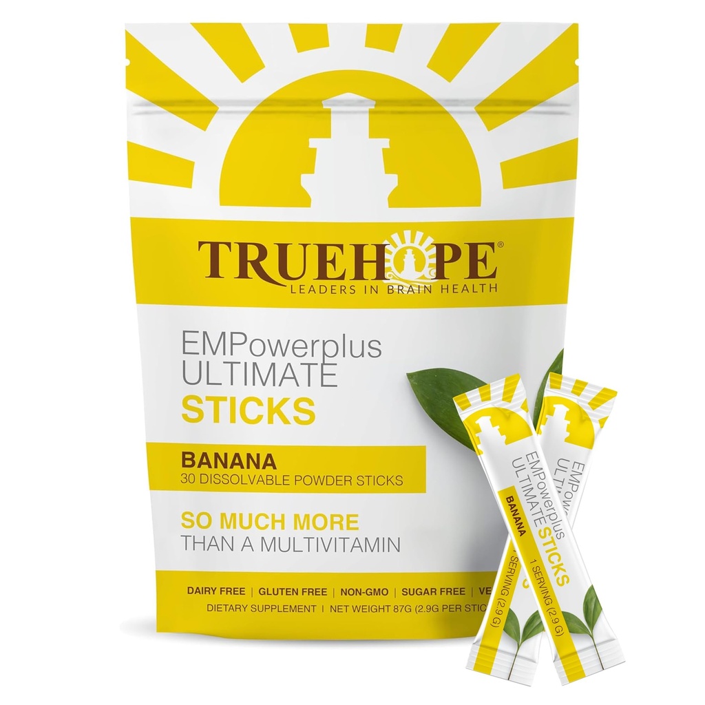 Truehope Multivitamin Nootropic Pouches with Inositol - Once-Per-Day EMPowerplus Ultimate Sticks - 30 Count (Banana)