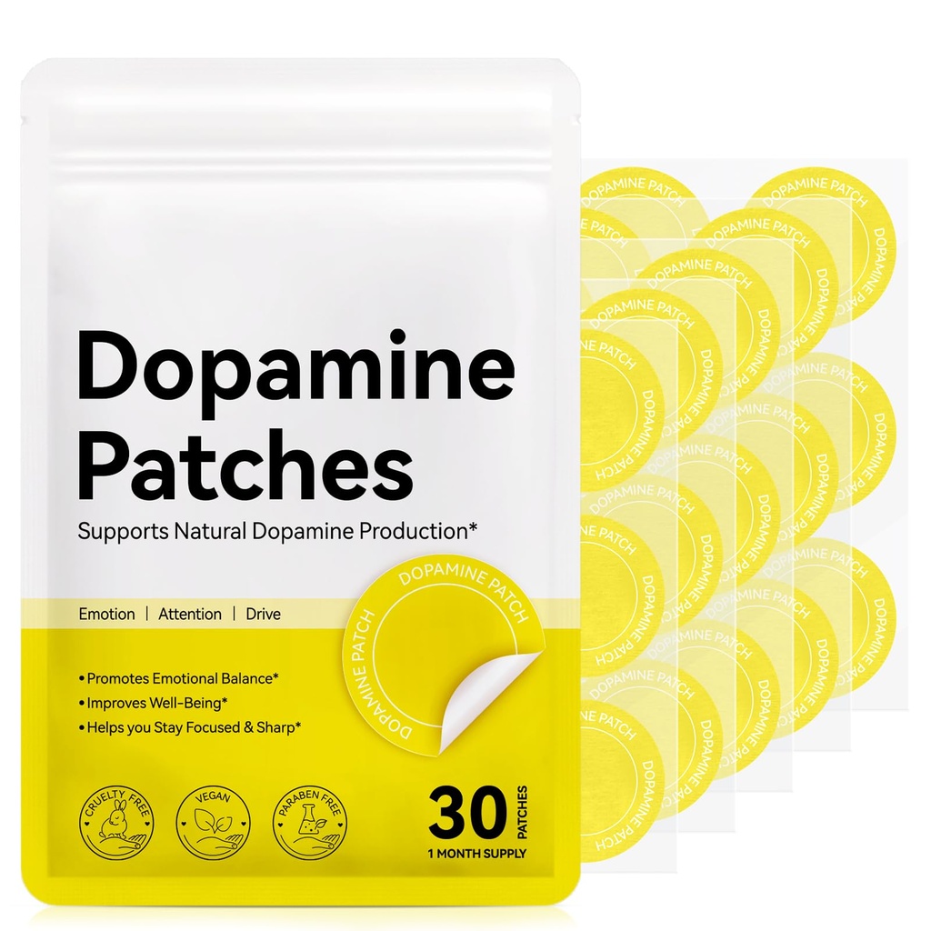 Dopamine Patches Extra Strength, Mood Boost & Positivity Support, Plant-Based Formula, Vegan Patches for Men Women, Daily Wellness