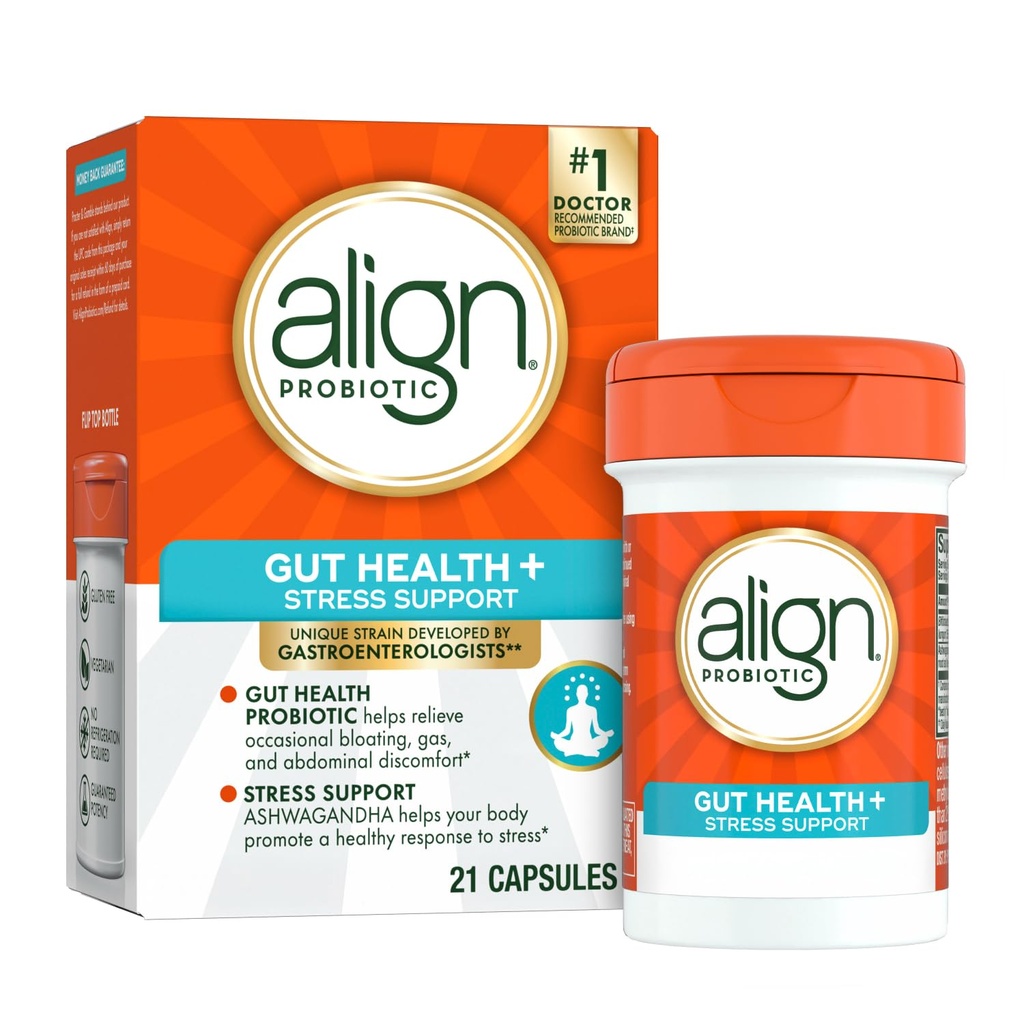 Align Probiotic, Digestive De-stress, 男女与Ashwagandha的Probiotic, 帮助健康应对压力, Gluten Free, Soy Free, Vegetarian, 21 Capsules