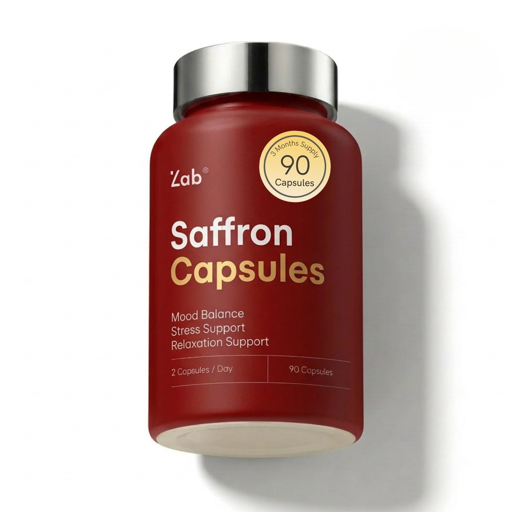 ZAB Saffron Supplements 88.5mg Pure Saffron Extract Capsules, Daily Mood, Energy & Eye Health Support Saffron Supplement, 90 Capsules, 45-Day Supply