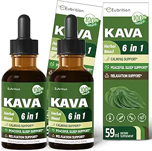 Kava Root Drops for calming & Relaxing Supports, 天然 calm & Sleep Supplements for 成人与瓦莱里安, 夏莫米利提取, 高生物利用率液体与巴西尔促进放松. 4欧兹