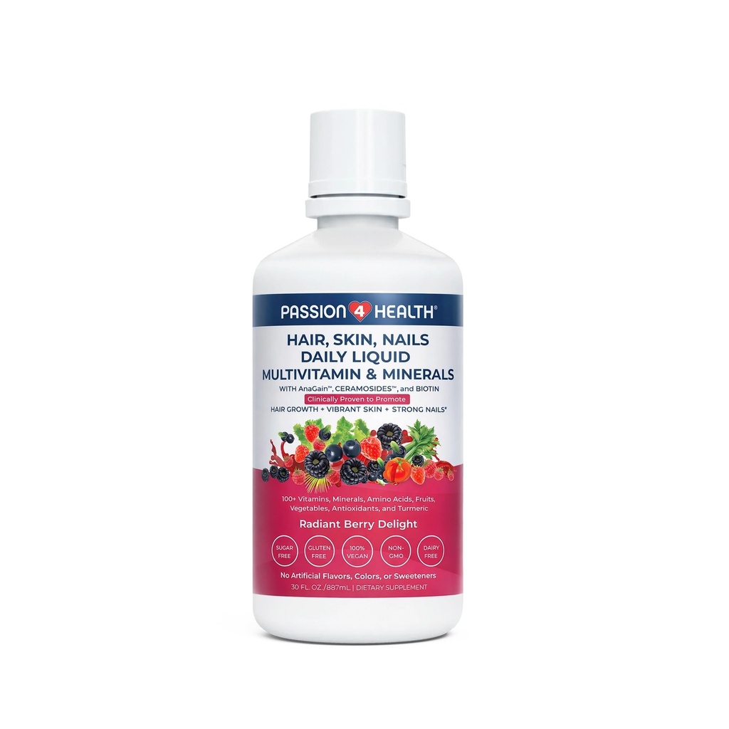 Daily Liquid Multivitamin + Minerals (Radiant Berry Delight, Hair Skin Nails Liquid Multivitamin)