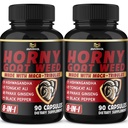 BMVINVOL 2Packs Horny Goat Weed Capsules - 180 Capsules for 6 Month Supply - Maca, Ginseng, Tribulus Terrestris, Ashwagandha