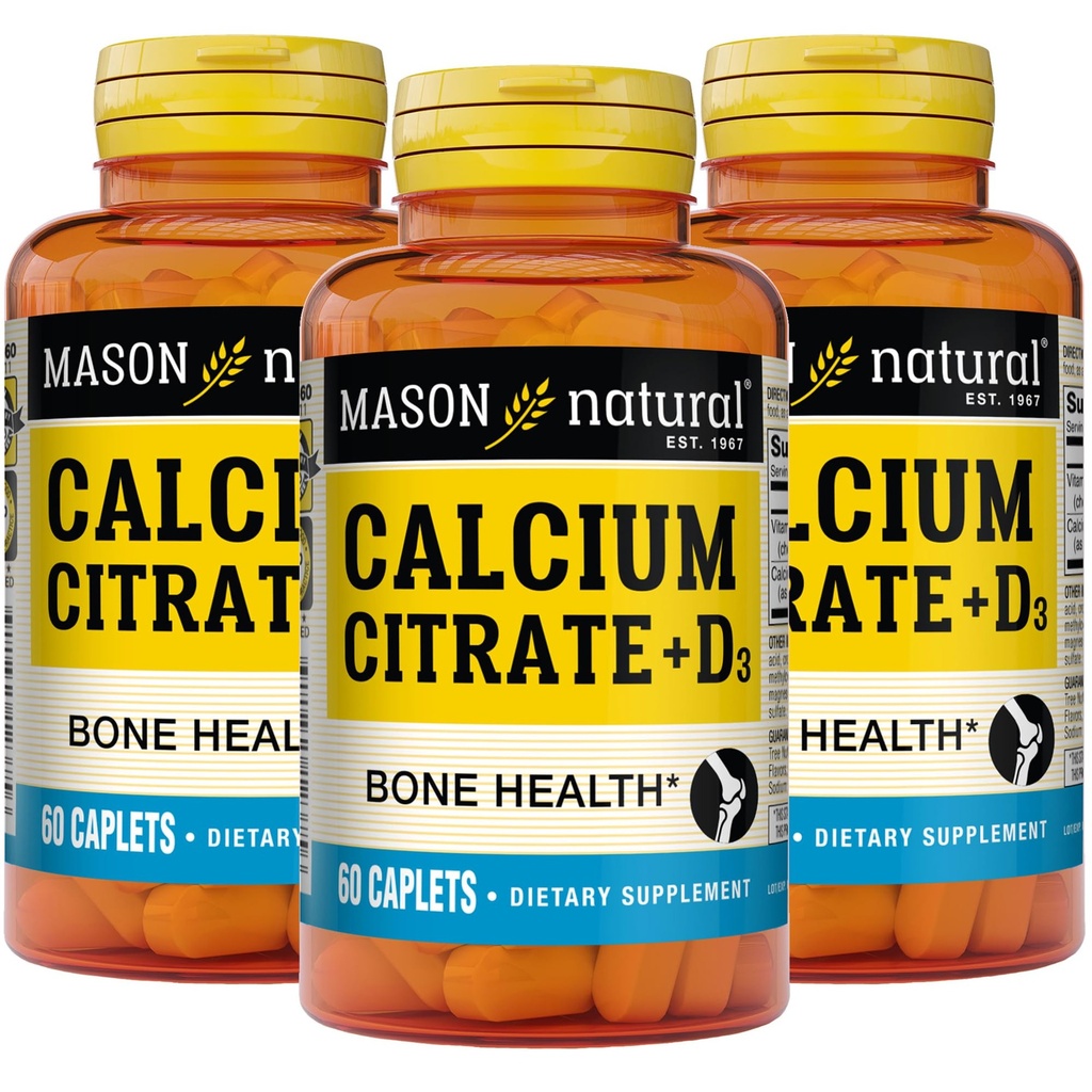 MASON 天然钙 Citrate + 维生素 D3, 6个月供应,加强肌肉功能和骨质健康, 3包
