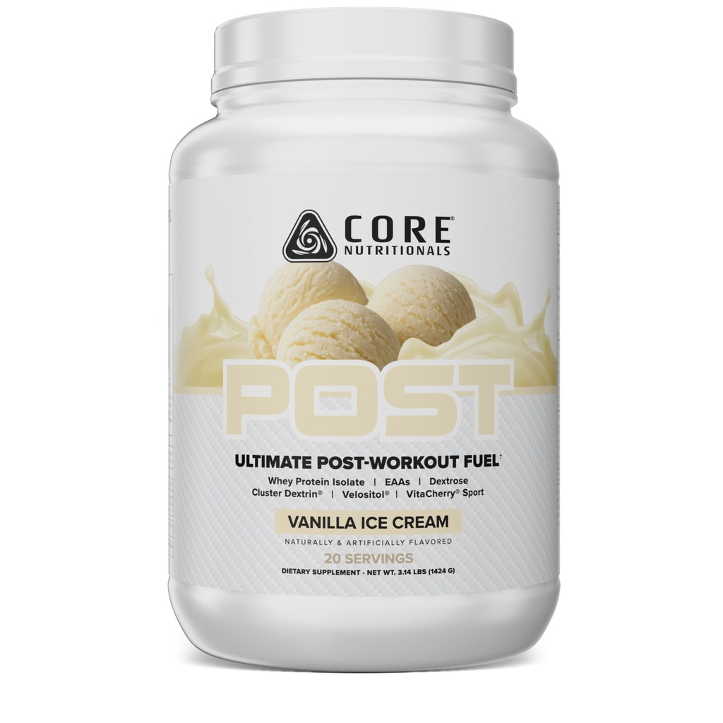 Core Nutritionals Post Ultimate Post-Workout Recovery Matrix | Fast Acting Protein & Carbs | Cluster Dextrin & Dextrose | 24g Whey Isolate | 20 Servings (Vanilla Ice Cream)