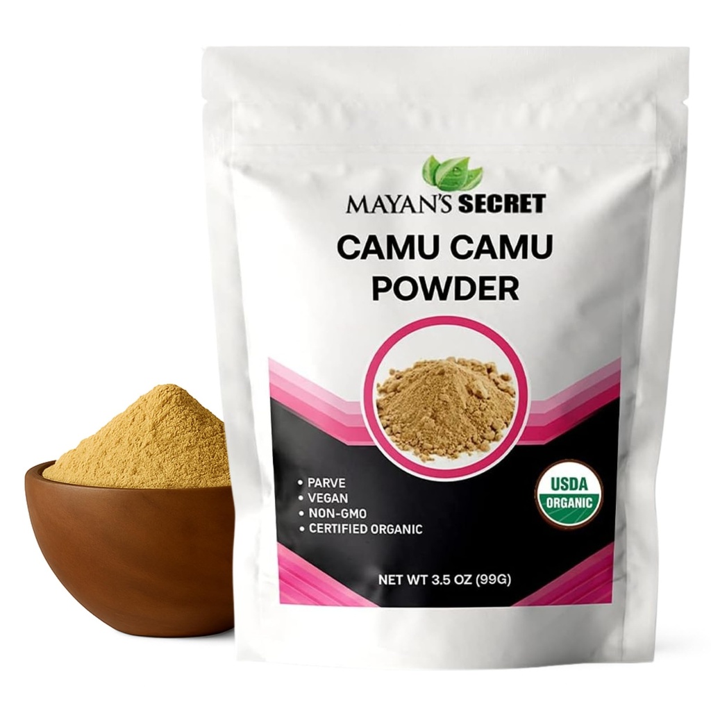 Mayan's Secret - Organic Camu Camu Powder USDA Certified, Vegan, Non-GMO – High Vitamin C Superfood for Immune Support – Natural Antioxidant Boost – 3.5 oz (99g)