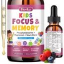 Kids Focus and Attention Supplements with Phosphatidylserine, L-Theanine, Omega-3 & Magnesium Glycinate - Kids Brain Vitamins Liquid Drops - Supports Concentration, Memory, Sleep & Mood, Mixed Berry