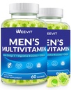 WEEVIT Mens Multivitamins Gummies, Omega 3, CoQ10, Turmeric, Lycopene, Digestive Enzymes, Daily Mens Vitamins A C D E B6 B12, Methylated Multivitamin for Men - Energy, Immunity, Sugar Free, Vegan