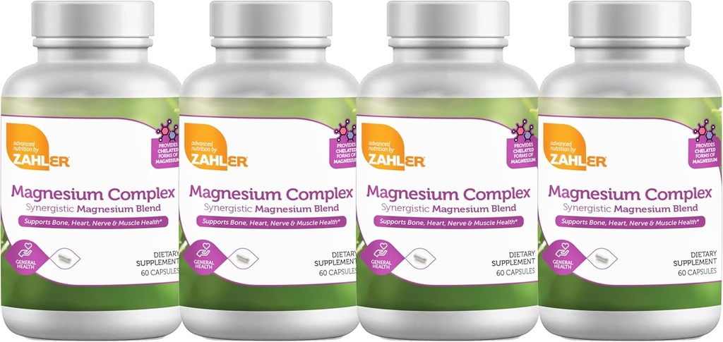 Zahler Magnesium Complex Synergistic Magnesium Blend, 支持骨,心,神经和肌肉健康,240 Capsules.