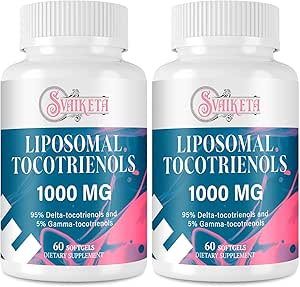 Liposomal Tocotrienols 补充1000mg,维生素E,高级公式 95% Delta-Tocotrienols & 5% Gamma-Tocotrienols - 60 Softgels (2瓶)