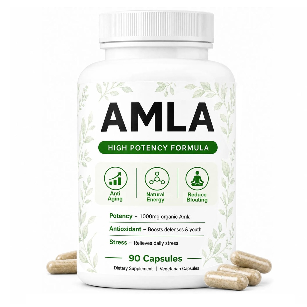 Avouria's Amla Superfruit Capsules, 1000mg Amla, Plant-Based Superfruit Extract, Antioxidant, Relieves Stress, 60 Capsules