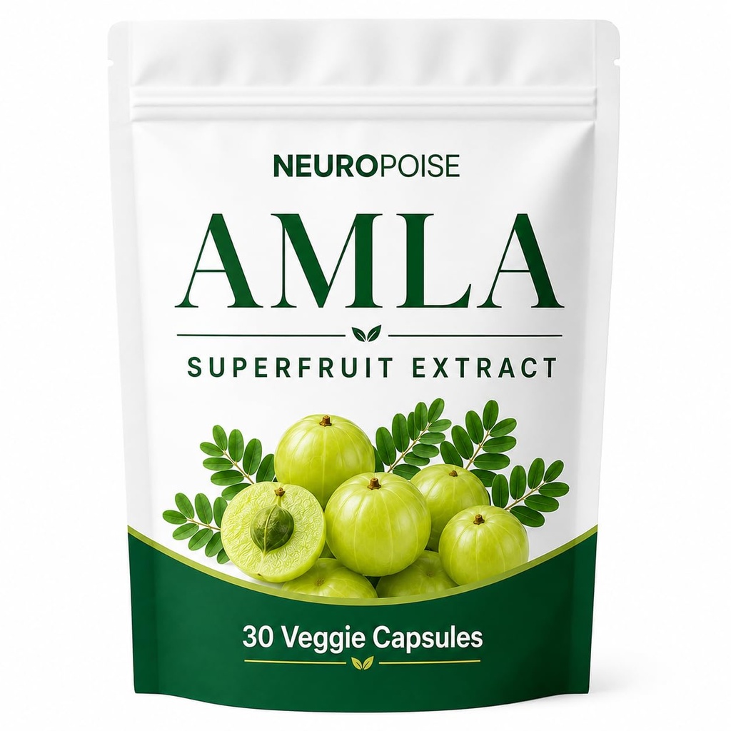 Neuropoise Amla Superfruit Extract Capsules, Indian Gooseberry Amla Supplement for Antioxidant Support, Cellular Wellness & Daily Vitality, Vegan, Gluten Free, No Added Sugar, 30 Count