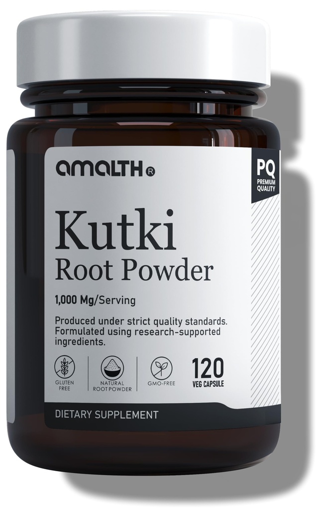 AMALTH Kutki Capsules 1000 mg | Kutki Root Extract Supplement | Picrorhiza Kurroa Capsules | Herbal Root Powder Formula | Plant Based Supplement | 120 Veg Capsules