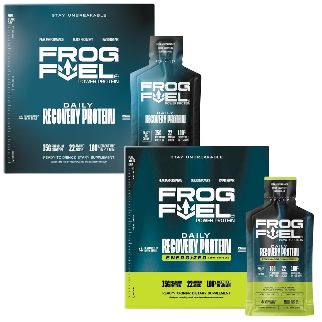 青蛙燃料 常规和动力 能量 完整的蛋白质 包, 15g 蛋白质 Nano-Hydrodlyed Grass Fed Collagen, Post Workout, Fat & Sugar Free, 22 氨基酸, Berry, 1 oz Packets, 48 Pack