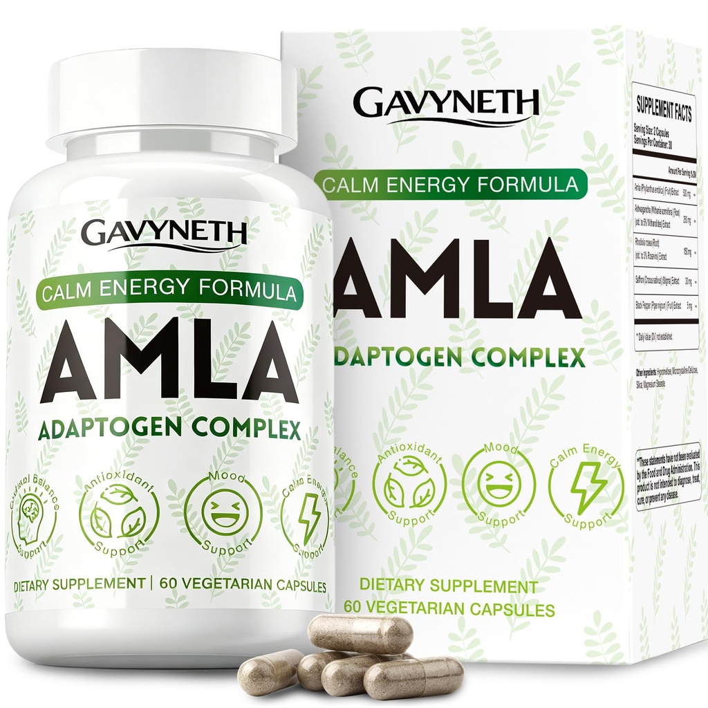 Amla Superfruit Capsules with Ashwagandha, Rhodiola & Saffron, 60 Capsules