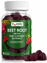 YUM-V's Beet Root Gummys with Tart Cherry Extract - Berry Flavor Beetroot Gummys - Beet Chews for Blood 环流和抗氧化剂支持 - 红色 Beets Gummys (Berry 60 Count of 1) (Berry 60 Count of Pack of 1) (英语).