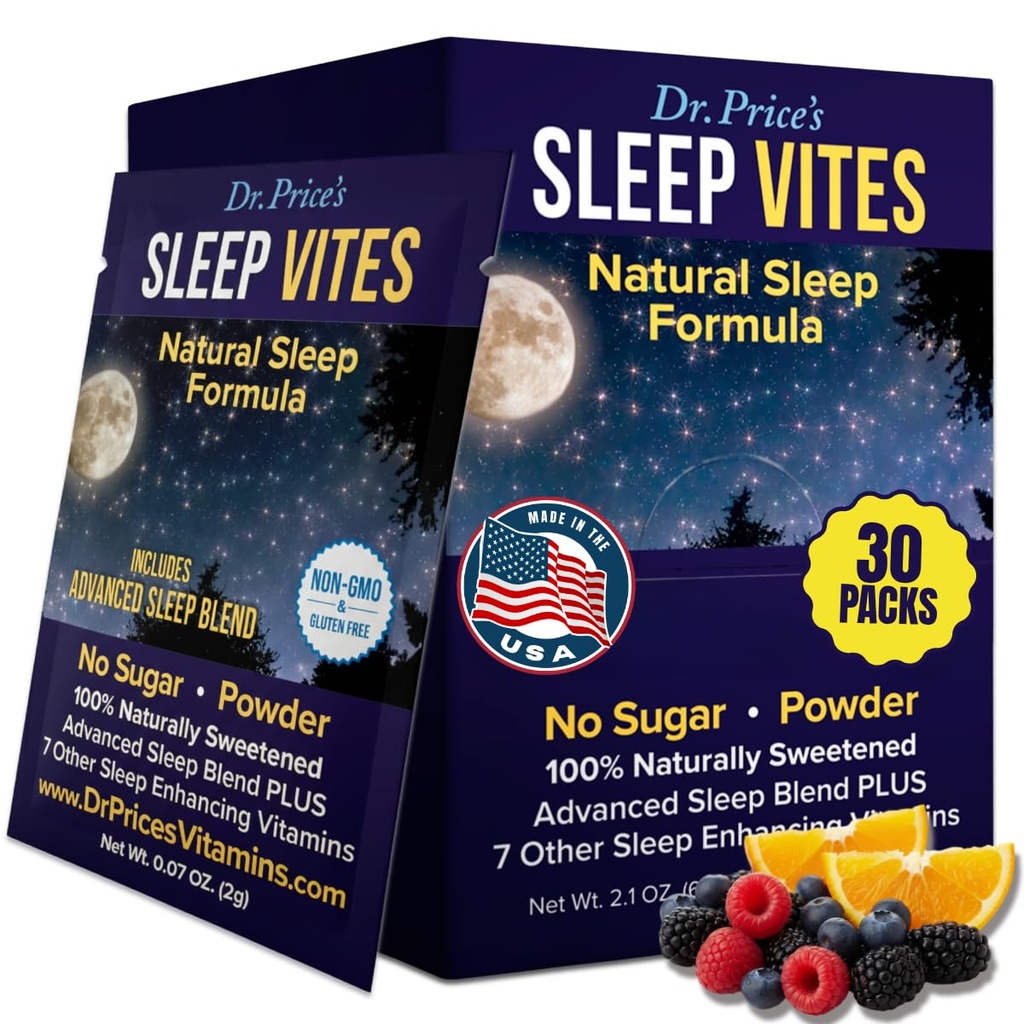 Price博士的维生素自然睡眠援助 - 睡眠补充 - Melatonin for Sleep - 30 Packets - 睡眠援助 成人, Tryptophan, 冷却镁粉,非昏睡支持