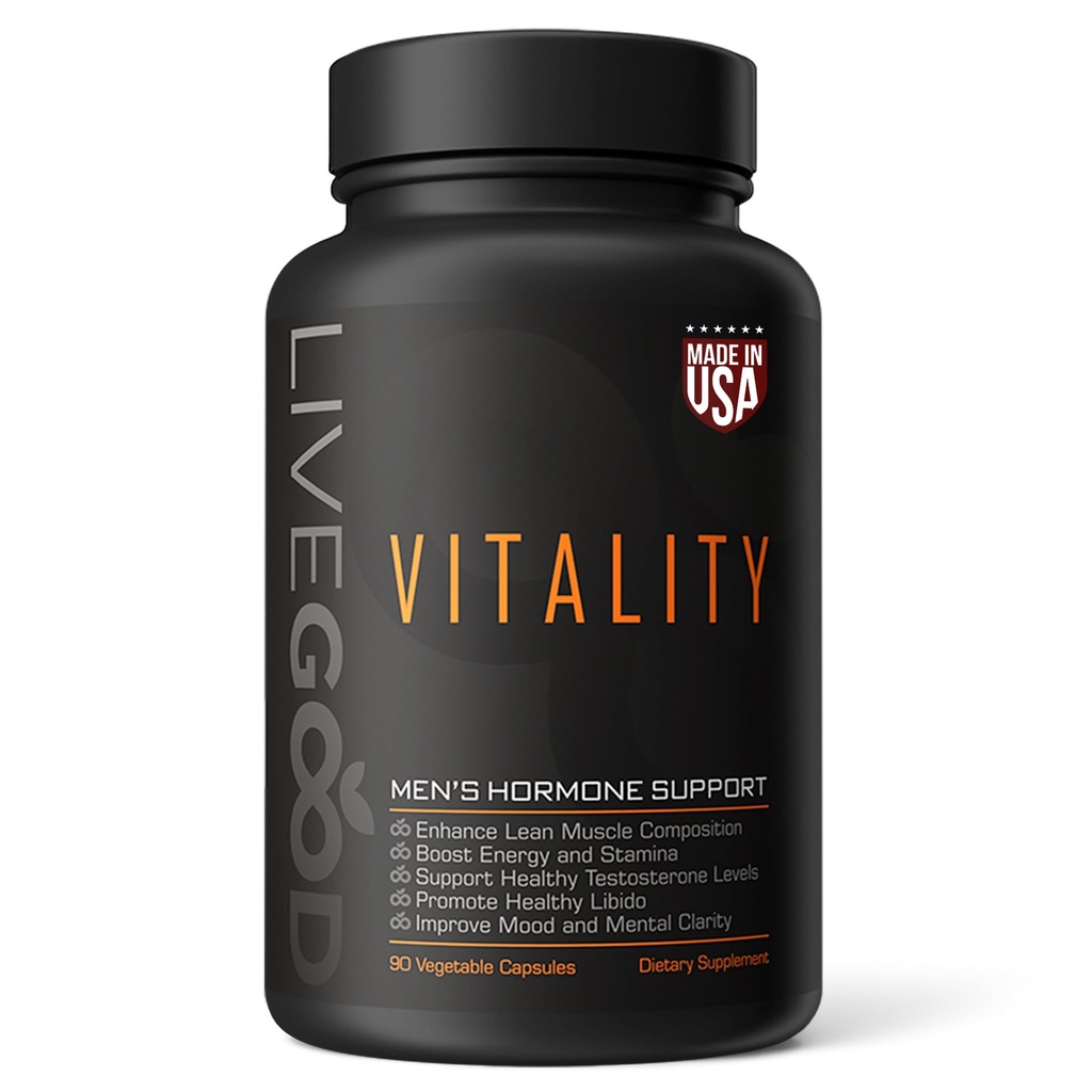 LIVEGOOD Vitality Men’s Support, Natural Men’s Supplement with Adaptogenic Herbs for Energy, Mood, Stamina and Endurance, Daily Vitality Formula for Performance and Wellness (60 Capsules)
