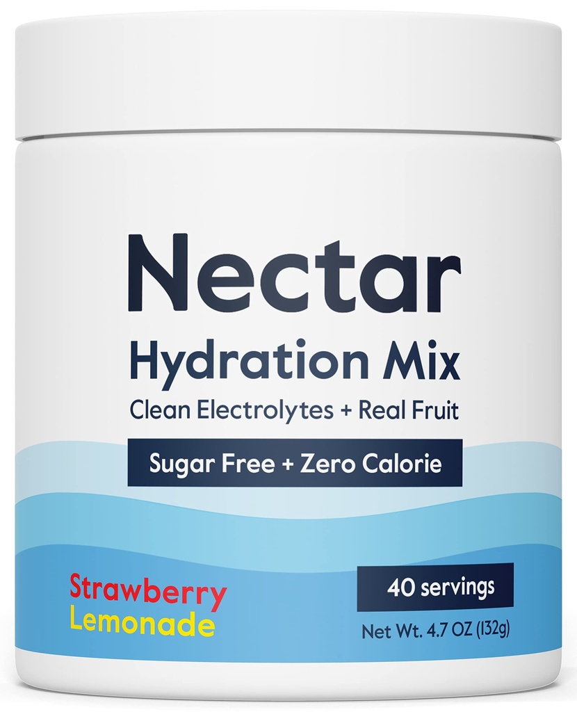 Nectar 糖 无电解质粉 - 有机果实无糖或卡路里 - 脱水解脱水和补水的水化粉 - Keto和Paleo(Strawberry Lemonade 40 Service Tub)