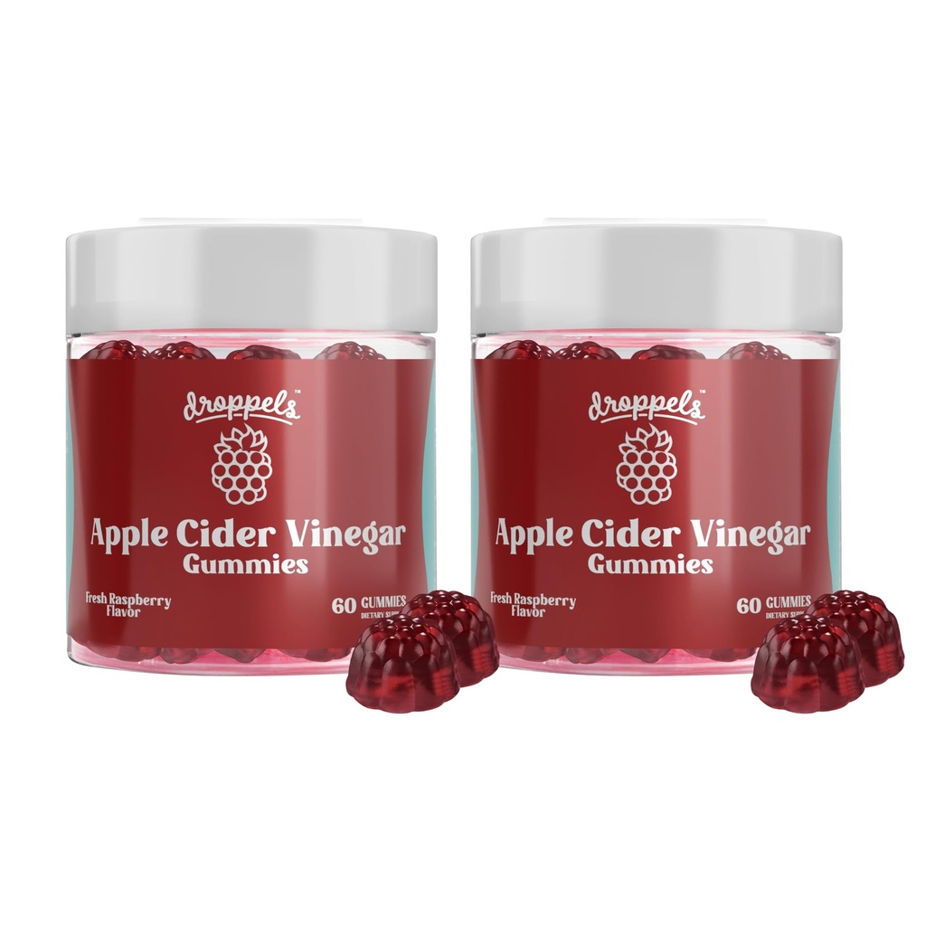 Dropppels Apple Cider Vinegar Gummys 1000mg 配有 Beet Root & Pomegranate QQ 非GMO, Vegan-Friendly, Gluten Free QQ支持文摘,代谢,能源与免疫健康 QQ Raspberry Flavor