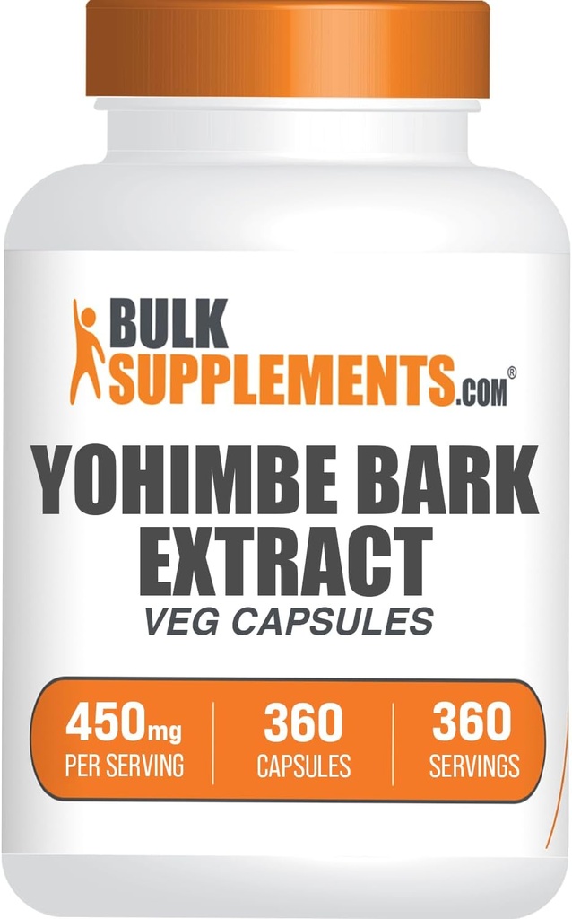 Bulk 补编.com Yohimbe Capsules 摘录 - Yohimbe Bark 摘录,Yohimbe 补编,草药补编 - Gluten Free, 1 Veg Capsule per Service, 360 Capsules (一包)