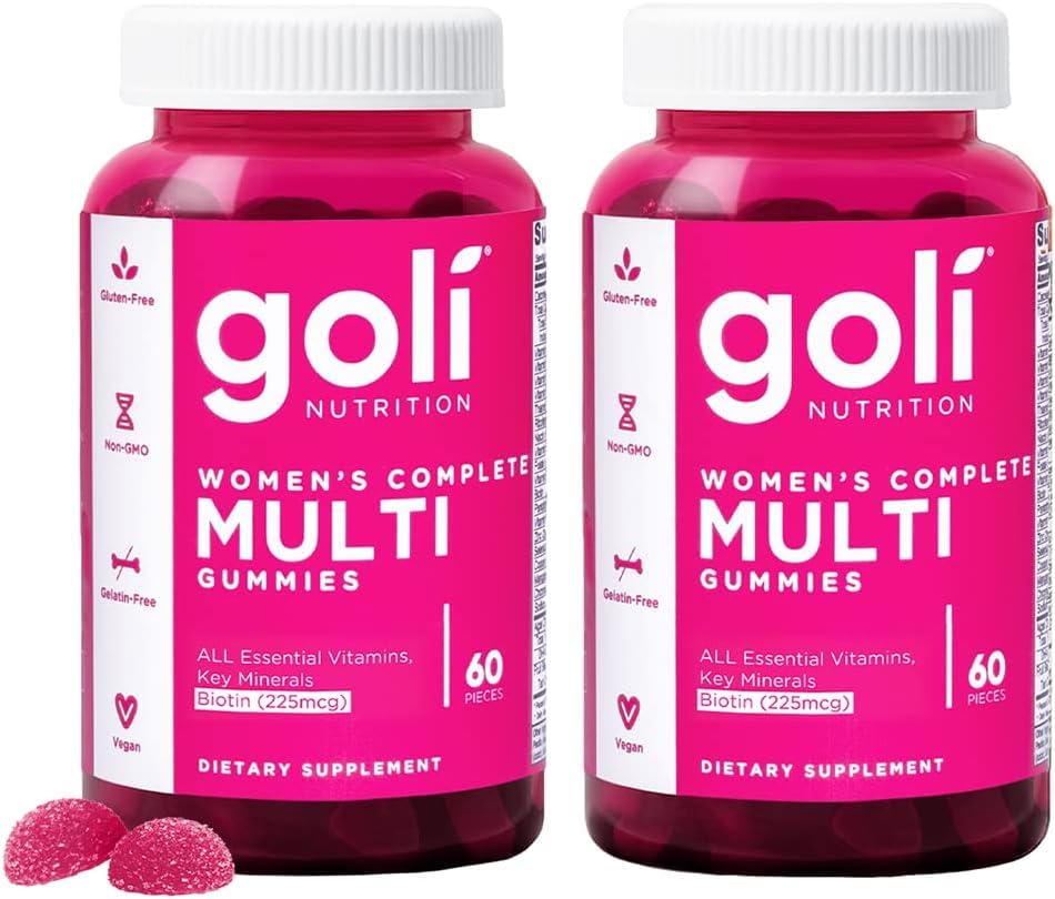 Goli Women's Multi Gummies - Complete Daily Multivitamin with All 13 Essential Vitamins, Biotin, Zinc - Supports Hair, Skin, Nails, Immune System - Vegan, Non-GMO, Gluten-Free - 60 Count (2 Pack)