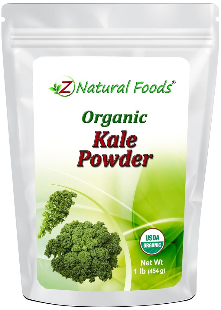 Z Natural Organic Kale Powder, Vegan Superfood Supplement for Drinks, Juice, Shakes, Smoothies Recipes, All Natural, Raw, Vegan, Non GMO, Gluten Free, Kosher, 1 lb