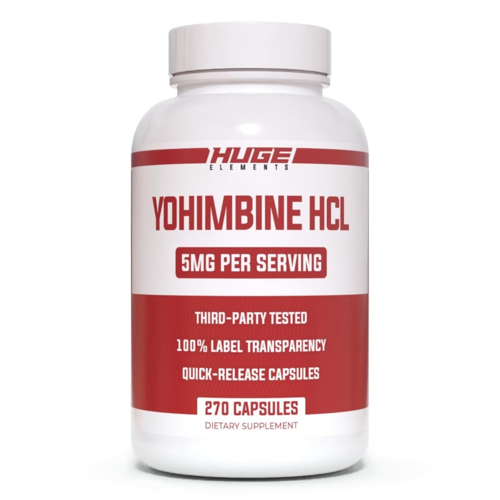 Yohimbine HCl 5mg,第三方测试,脂肪损失和能量支持,身体重组高级性能公式 - 270 Veg Capsules