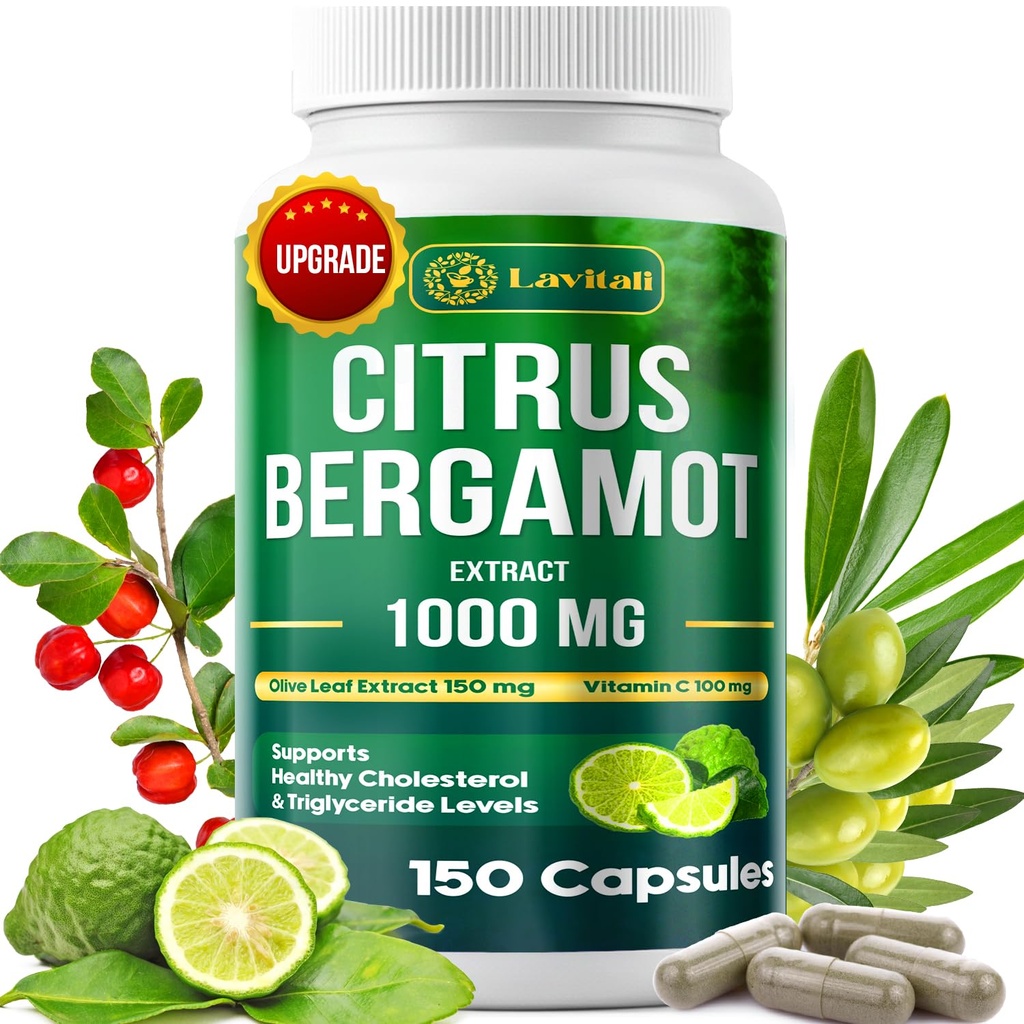 25x Concentrated Citrus Bergamot Extract Capsules, 150 Veggie Capsules, Citrus Bergamot 1000mg Capsules, Non-GMO, Gluten-Free, All Natural, Vegetarian Capsules