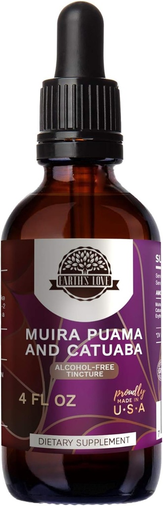 地球之爱——Muira Puama和Catuaba无酒精草药提取丁香,超级浓缩(Ptychopetalum Olacoides和Trichilia catigua, Erythroxylum vaciniifolium) 干草(4 Fl Oz)