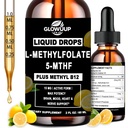 Methylfolate 15mg with Methyl B12 Liquid Drops | Active 5-MTHF Folate & B Complex Vitamins (B2 Riboflavin & B6) | Lemon Flavor Sublingual丨MTHFR Support Supplement for Methylation Mood & Energy–2 fl oz