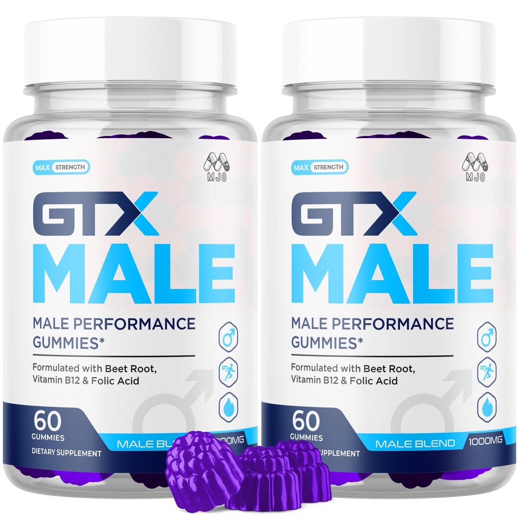 (2 Pack) GTX Male Gummies, Official GTXMaleGummies for Men with All Natural Ingredients, Advanced Formula Maximum Strength Supplement Support Your Active Lifestyle with Premium Vitamins (120 Gummies)