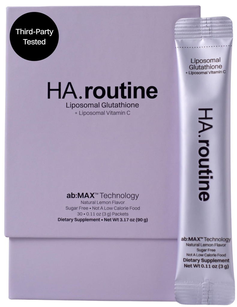 Liposomal Glutathione Powder, 125mg L-Glutathione 无糖裂片包, 100mg 维生素C, 强抗氧化剂补充皮肤, 美容健康与解毒支持, 30 packets - Lemon