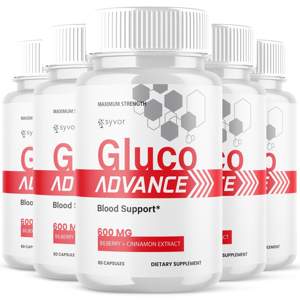 (5 Pack) Gluco Advance Capsules, Official GlucoAdvance Supplement Pills with All Natural Ingredients, Advanced Formula Supplement with Maximum Strength Support Vitamins for Women & Men (300 Capsules)