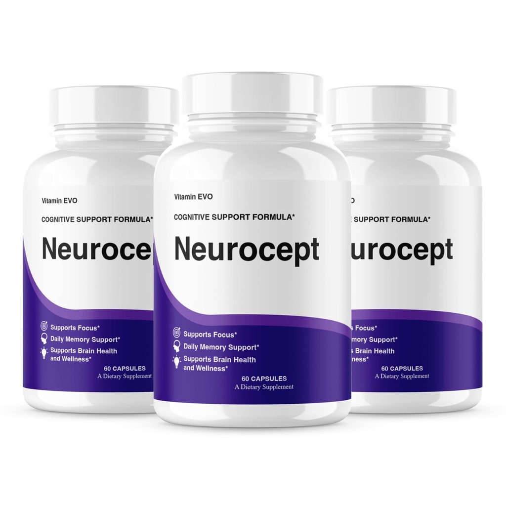 (3 Pack) Neurocept Brain Supplement Capsules, Official Neuro cept Nootropic Focus Support, Neurocept Advanced Formula Brain & Memory Support, Neuro cept Pills Overall Health & Wellness (180 Capsules)