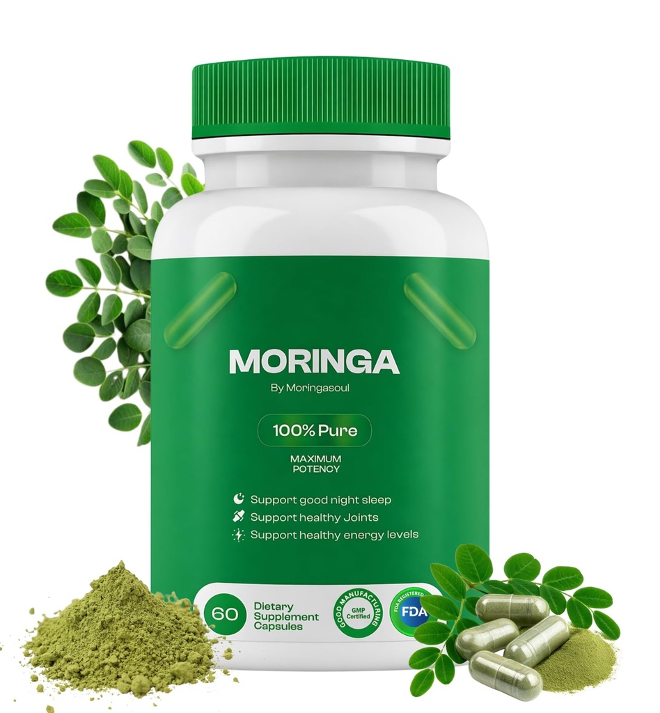 Moringa Capsules 800mg – Pure Moringa Oleifera Leaf Powder | Easy to Swallow Capsules for Men & Women | Natural Energy, Immune Support & Antioxidant Superfood | 60 Capsules
