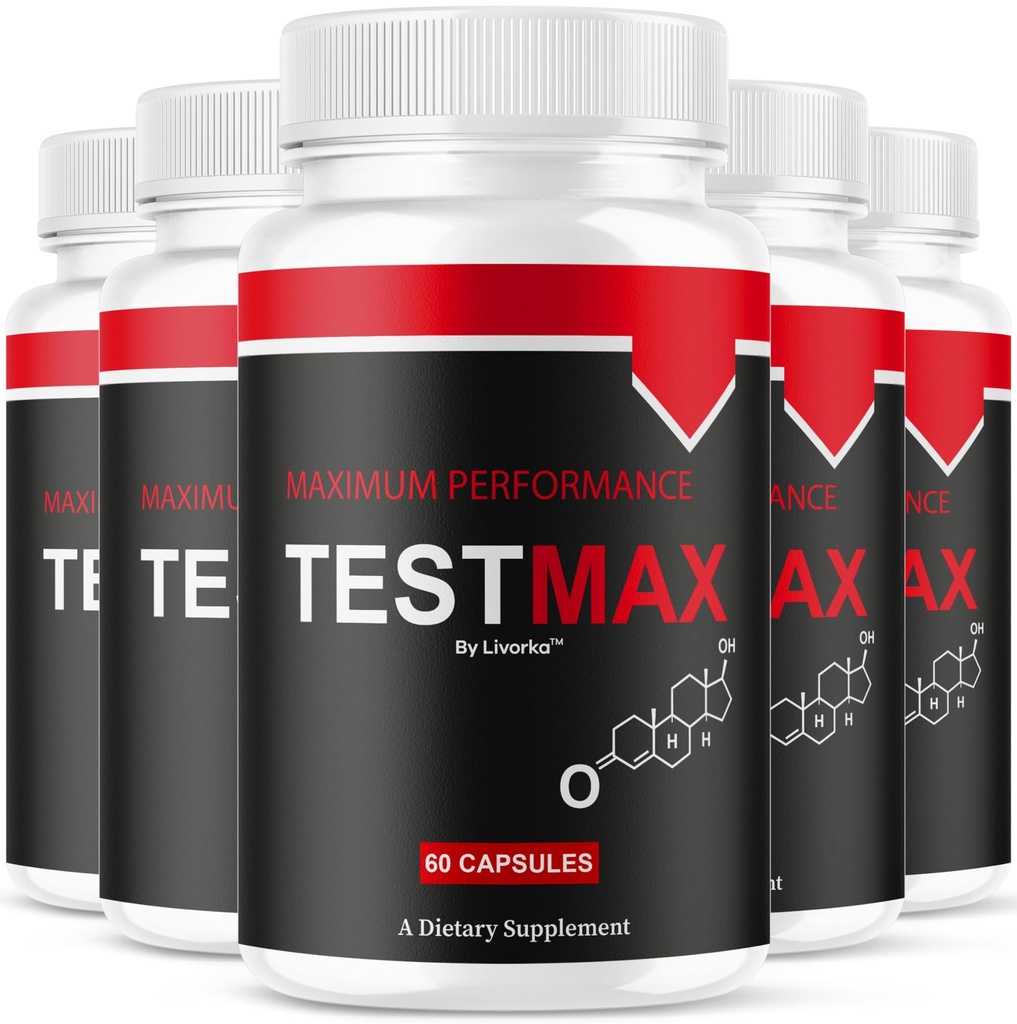 (5 Pack) Test Max Capsules - Official Test Max Pills Supplement Support Premium for Men, All Natural TestMax Maximum Strenght Multivitamin Pills Advanced Formula, 300 Capsules for 5 Months