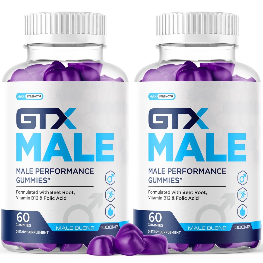 (2 Pack) GTX Male Gummies, GTXMale Gummies for Men with All Natural Ingredients, Advanced Formula Maximum Strength Supplement Support Your Active Lifestyle Naturally with Premium Vitamins(120 Gummies)