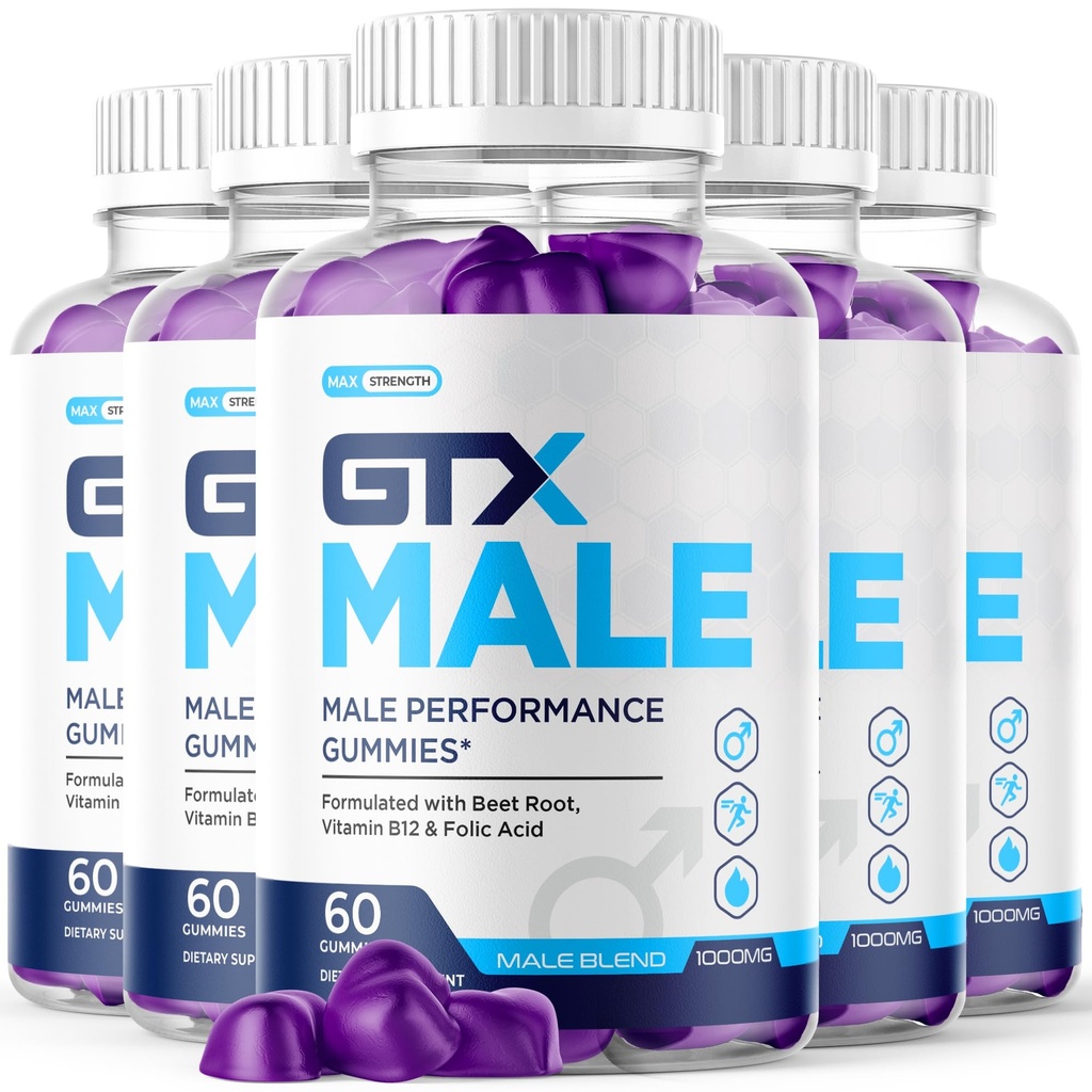 (5 Pack) GTX Male Gummies, GTXMale Gummies for Men with All Natural Ingredients, Advanced Formula Maximum Strength Supplement Support Your Active Lifestyle Naturally with Premium Vitamins(300 Gummies)