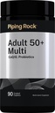 Piping Rock Multivitamin for Adults 50 Plus | 90 Caplets | with CoQ10 & Probiotics | Vegan, Non-GMO, Gluten Free Formula