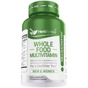 Herbtonics Whole Food Multivitamin for Men & Women – Vegan Multivitamin with Real Fruits & Veggies, Probiotics, CoQ10, Turmeric & More – 120 Capsules