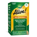 Nature's Way Alive! Max3 Potency Daily Multivitamin, High Potency Adult Multivitamins to Support Cellular Energy Metabolism, Heart, and Muscle Function for Women & Men*, No Iron Added, 90 Tablets
