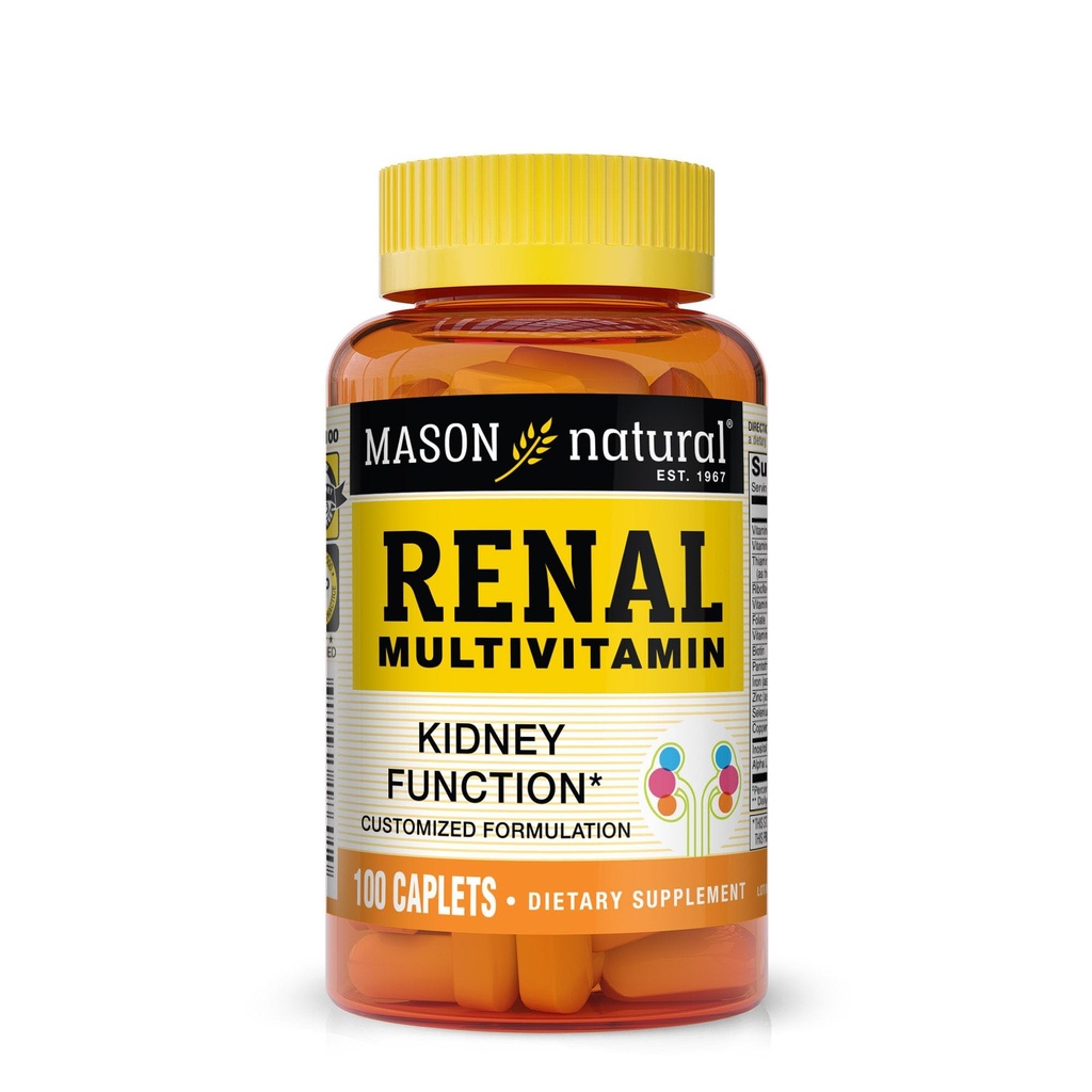 MASON NATURAL Renal Multivitamin, with ALA, Biotin, & B Vitamins for Daily Support,100 Caplets