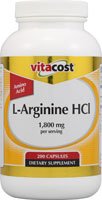 Vitacost L-Arginine HCl -- 1.8 grams per serving - 200 Capsules
