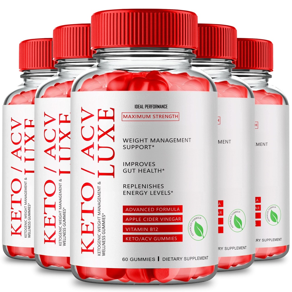 Keto Luxe + Gummies, Keto Luxe ACV Keto Supplement Gummies - Maximum Strength, Keto+ ACV Gummys, All Natural Support Formula Keto+ACV Advanced Formula, Keto Luxe Gummy Reviews (5 Pack)