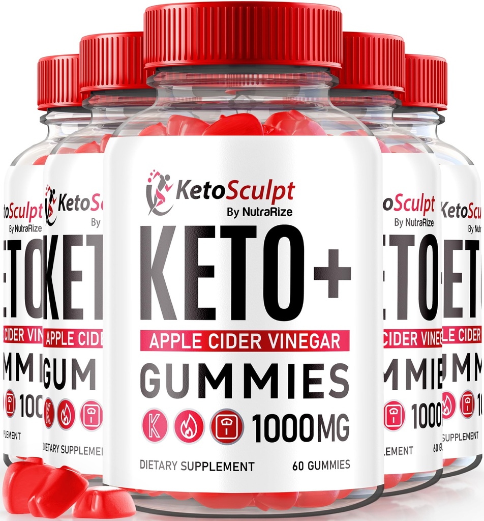NutraRize (5 Pack) Keto Sculpt ACV Gummies, KetoSculpt Keto ACV Gummies, All Natural Apple Cider Vinegar, Official KetoSculpt Keto+ACV Supplement Reviews (300 Gummies)