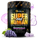 ALPHA LION 超人工作前粉,Beta Alanine,L-Taurine & Tri-Source Cafeine 可持续能源与焦点,Nitric Oxide & Citrulline for Pump (21 services, Grapezilla) 超人工作前粉.